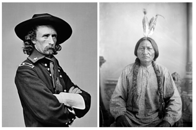  General Custer (left) and his regiment, the US 7th Cavalry, suffered an overwhelming defeat at the Battle of Little Bighorn. Sitting Bull (right) predicted Custer’s defeat three weeks before the battle